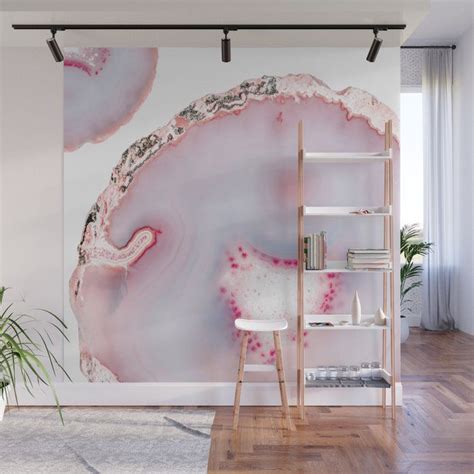 Pink Rose Gold Blush Agate Marble Gemstone Wall Mural Afflink Wall