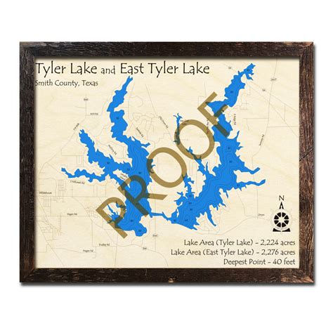 Tyler Lake Texas 3d Wooden Map Topographic Wood Chart On Tahoe Time
