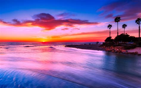 Download 1680x1050 Wallpaper California Beach, Sunset, Evening, Nature ...