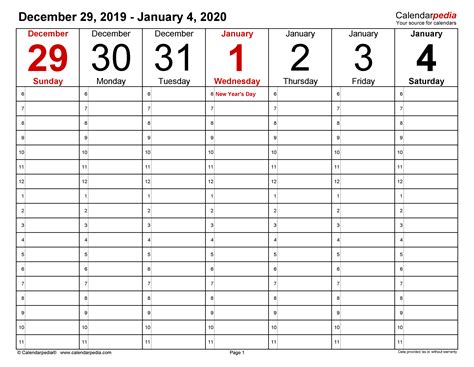 Weekly Calendars 2020 For Excel 12 Free Printable Templates