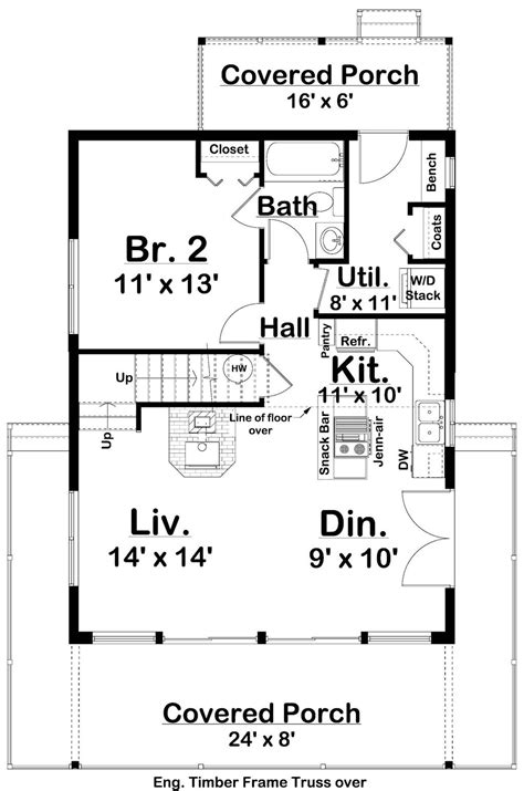 Country Style House Plan 2 Beds 2 Baths 1011 Sqft Plan 126 235