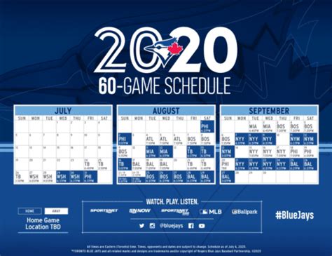 Toronto Blue Jays 2020 Schedule