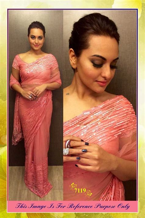 Sonakshi Sinhas Party Wear Pink Saree With Sequin Work Callwhatsapp 919600639563 For Booking