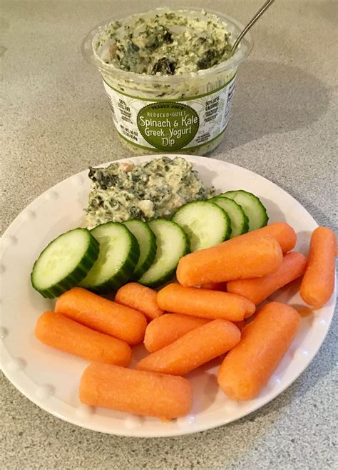 61 Spinach And Kale Greek Yogurt Dip With Carrots And Cucumbers