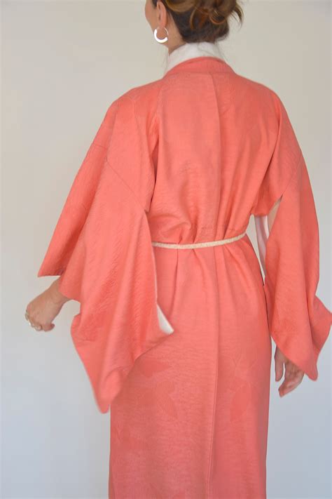 Japanese Vintage Kimono Robe Silk With Obijime Belt Sexy Gown Japanese Coat Ready To Wear