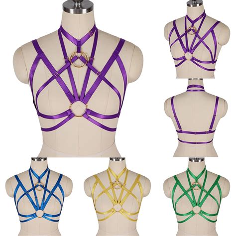 sexy lingerie gothic body harness cage bra bdsm harness fashion punk club rave wear chest