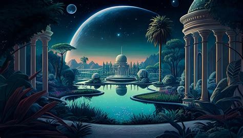Galactic Oasis A Serene And Otherworldly Landscape Made With