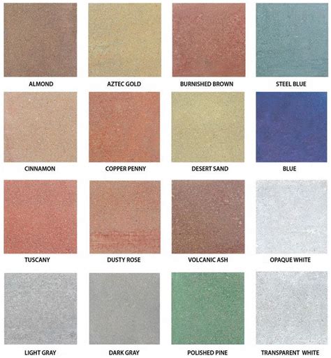 Water Based Concrete Stain Color Chart