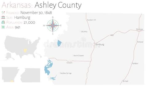 Map Of Ashley County In Arkansas Large And Detailed Map Of Ashley