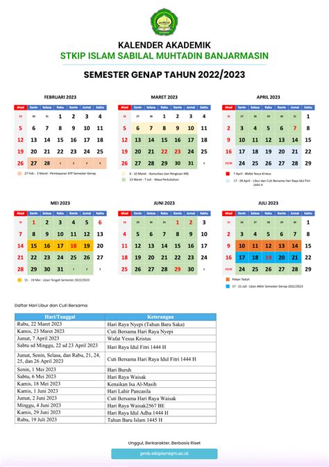 Kalender Akademik Semester Genap Tahun Stkip Islam Sabilal