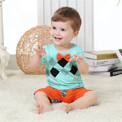 Cute Infant Baby Boy Clothes 100 Cotton 2pcs Shirtshorts Baby Boy