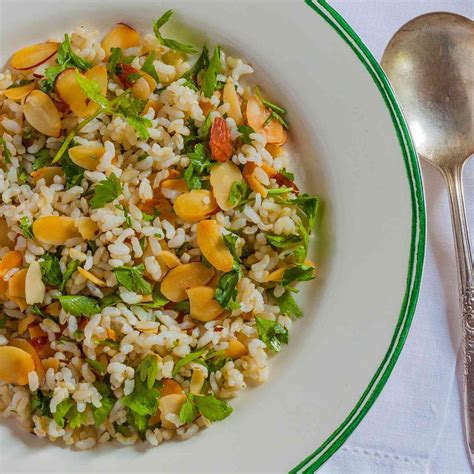 Brown Rice Pilaf With Toasted Almonds And Parsley Recipe Emily Farris