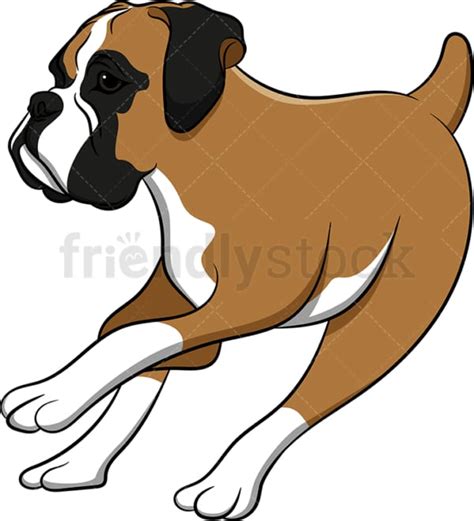Running Boxer Dog Cartoon Vector Clipart Friendlystock