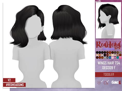 Wings Hair Ts4 Oe0309 F Toddler Version 2 Redheadsims Cc