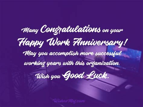 Happy Work Anniversary Cards Messages