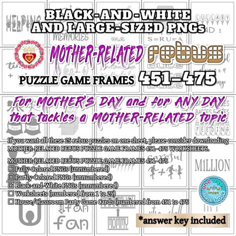 Black And White Mother Related Rebus Puzzle Game Frames 451475 Pngs