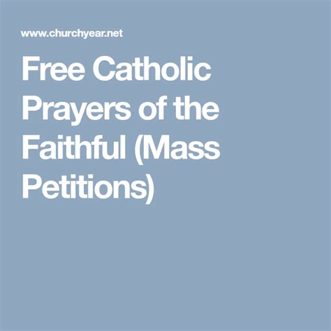 Free Catholic Prayers Of The Faithful Mass Petitions Faith Prayer