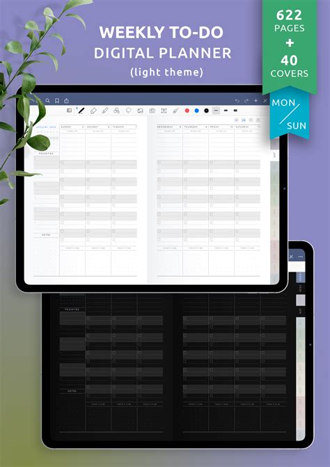 Download Weekly To Do Digital Planner Pdf For Goodnotes Ipad