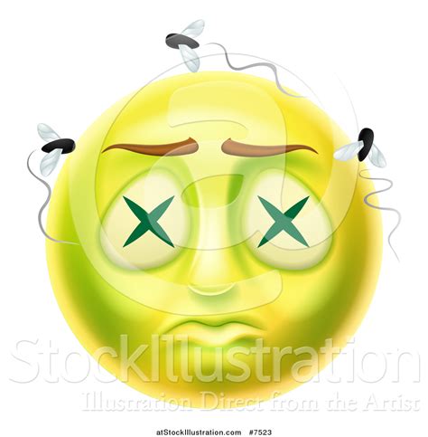 Vector Illustration Of A 3d Dead Rotting Smiley Emoji Emoticon Face