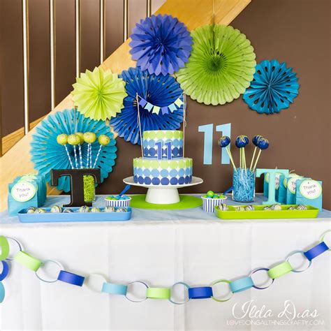 I Love Doing All Things Crafty Simple Blue And Green Birthday Party
