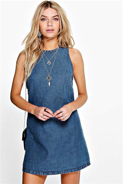 Lolah Tab Side Denim Shift Dress At Denim Dress Denim