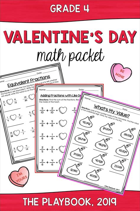 Valentines Day Math Activities 4th Grade Math Pack Fractions