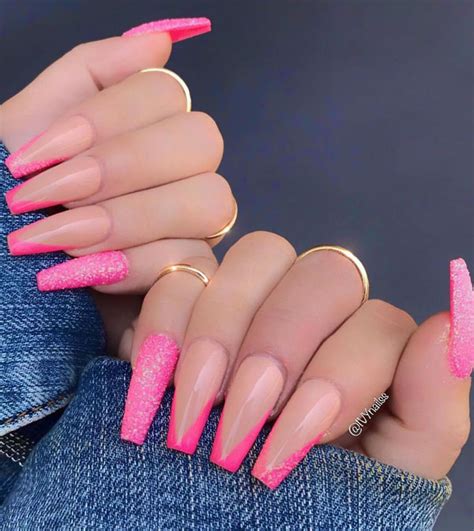 Neon Pink French Tip Coffin Nails All Interview
