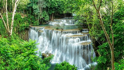Hd Wallpaper Huay Mae Kamin Waterfall Thailand Asia Kanchanaburi
