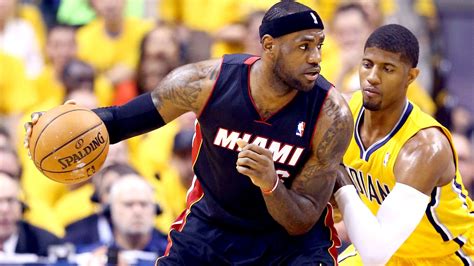 Miami heat forward lebron james (6) gets the ball knocked away by indiana pacers forward paul george (24) in game three. VIDEO: Miami Heat vs. Indiana Pacers Game 2 highlights ...