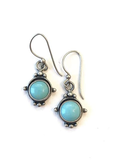 Vintage Turquoise Earrings Small Sterling Silver Dangle Etsy