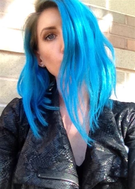 Pravana Neon Blue And Vivid Blue Dyed Hair Neon Hair Uppercut Hairstyle