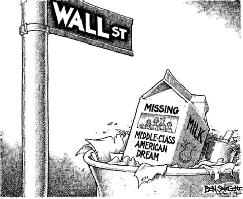 The fabric of america is crumbling. Middle-Class American Dream Political Cartoon