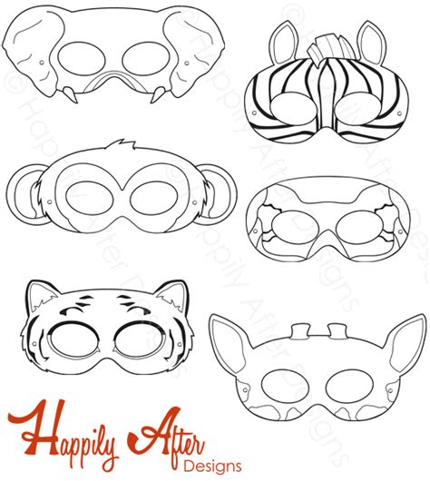 Jungle Animals Printable Coloring Masks Happily After Designs