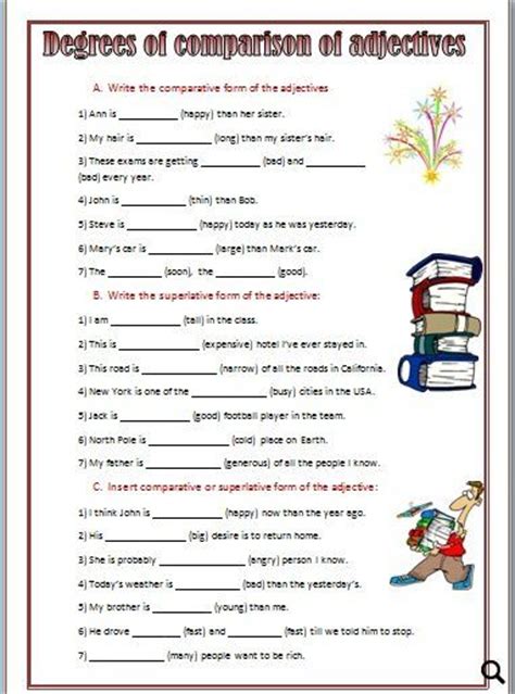degrees of comparison exercises degrees of comparison comparative adjectives worksheet