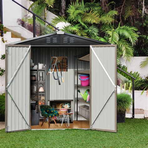 Catrimown Backyard 6x4 Storage Sheds Galvanized Steel Outdoor Storage