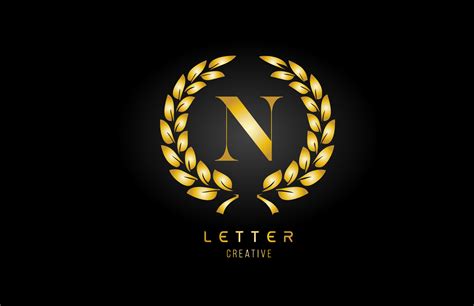 Gold Golden N Alphabet Letter Logo Icon With Floral Design For Business