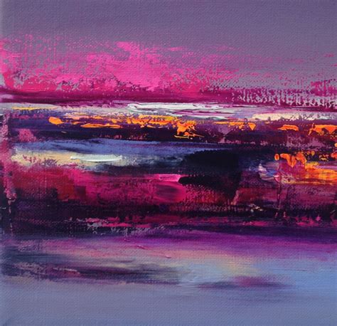 Magenta Mood 30 X 30 Cm Abstract Landscape Oil Painting