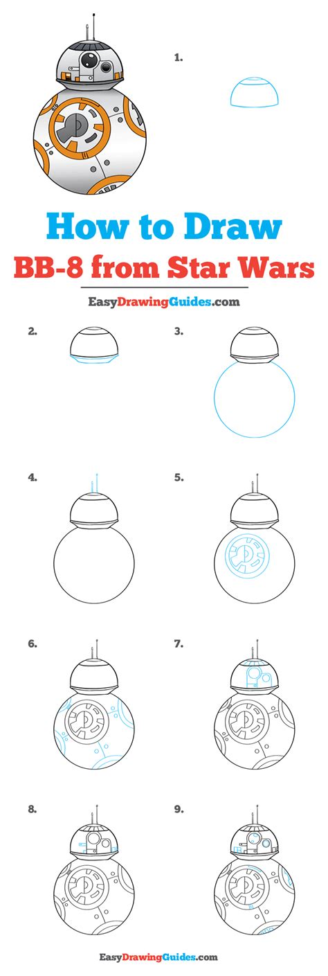 How To Draw Bb 8 From Star Wars Really Easy Drawing Tutorial Star