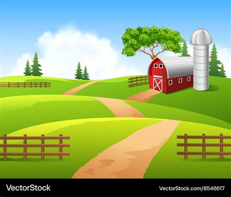 Cartoon Of Farm Background Royalty Free Vector Image