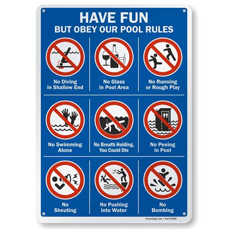 Buy Smartsign 14 X 10 Inch Have Fun But Obey Our Pool Rules Swimming