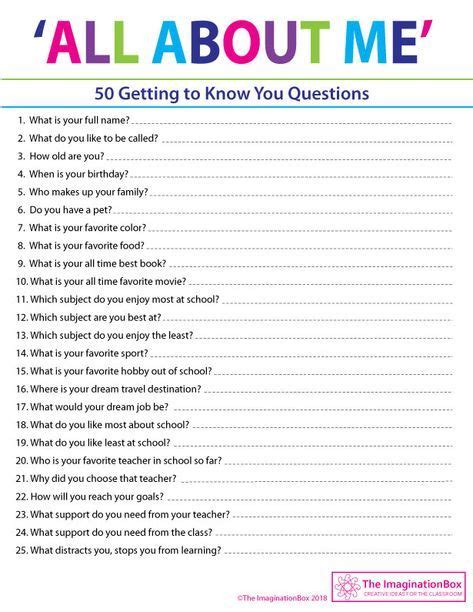 All About Me Questionnaire Back To School Getting To Know You Activity