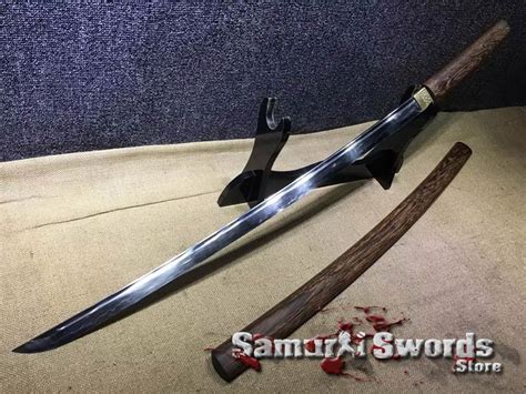 T10 Clay Tempered Steel Shirasaya Sword With Rosewood Saya