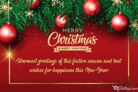 Customized Christmas Greetings Card With Festive Ornaments