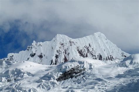 Beautiful Snow Covered Mountain At Santa Cruz Trek Peru Stock Photo