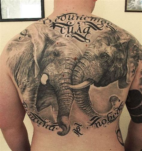Great Beautiful Elephants Tattoo On Back Tattooimagesbiz