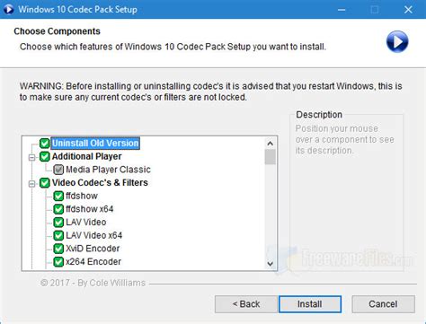 A codec is a piece of software on either a device or computer capable of encoding and/or decoding video and/or audio data from files, streams and broadcasts. Windows 10 Codec Pack v2.1.0 Free Download - FreewareFiles.com - Audio & Video Category