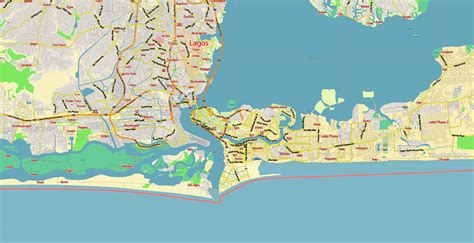 Lagos State Nigeria Vector Map Full Extra High Detailed Admin Areas