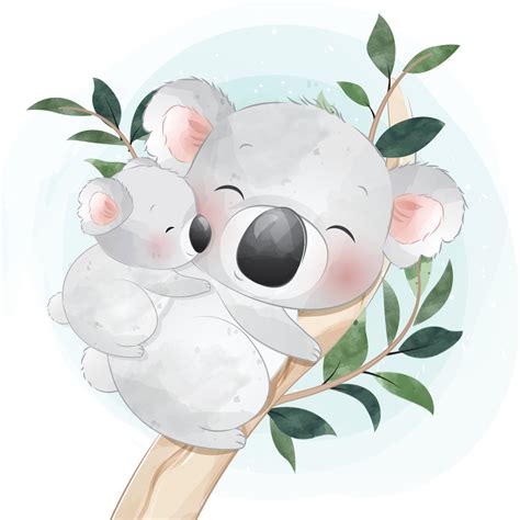 Lindo Oso Koala Madre Y Bebé Ilustración 2068598 Vector En Vecteezy