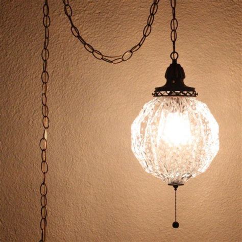 Vintage Hanging Light Hanging Lamp Glass Globe Chain Cord Pull