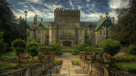 Architecture Castle Trees Canada Hdr Park Clouds
